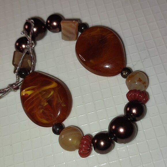 Chocolate tones Small Bracelet Beads Pearls Handmade Brown - Picture 1 of 3